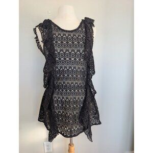 Black Lace Overlay Sleeveless Top With Asymmetric Hem Victorias Secret